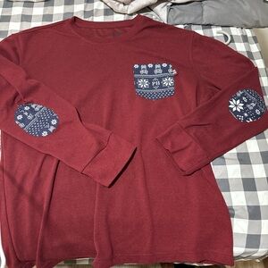 Psycho Bunny Maroon Crewneck Sweater with Navy Accents
